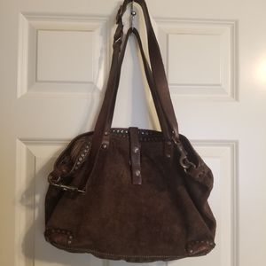 Campomaggi Suede/Rough Out Studded Leather Handbag/Crossbody